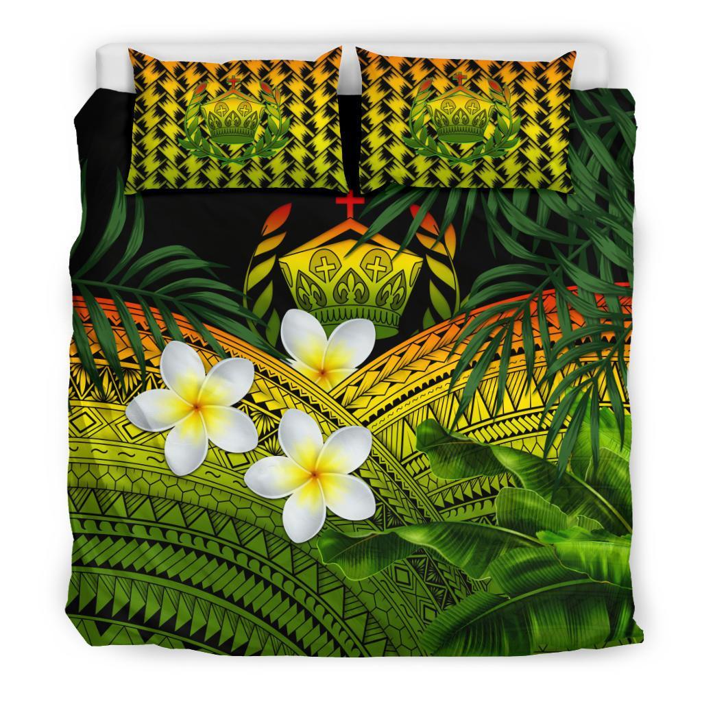 Tonga Bedding Set, Polynesian Plumeria Banana Leaves Reggae - Vibe Hoodie Shop