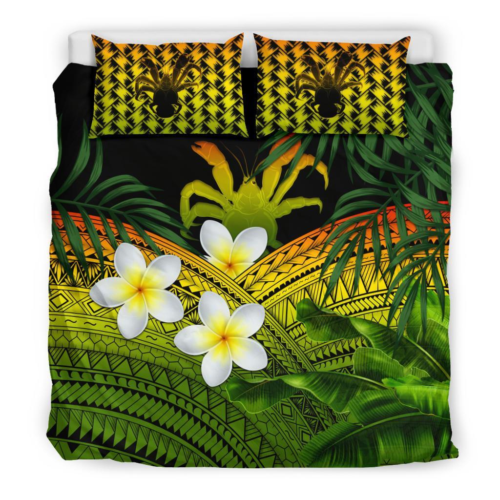 Niue Bedding Set, Polynesian Plumeria Banana Leaves Reggae - Vibe Hoodie Shop