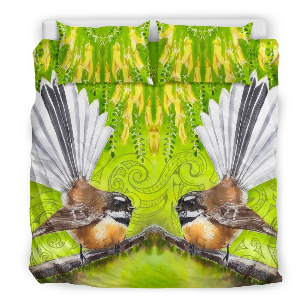 Fantail On Kowhai Bedding Set - Vibe Hoodie Shop