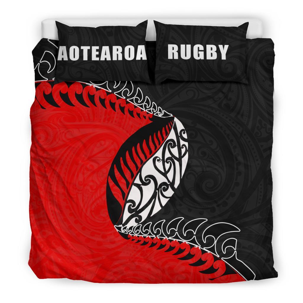 Aotearoa Rugby Fern Bedding Set Red - Vibe Hoodie Shop