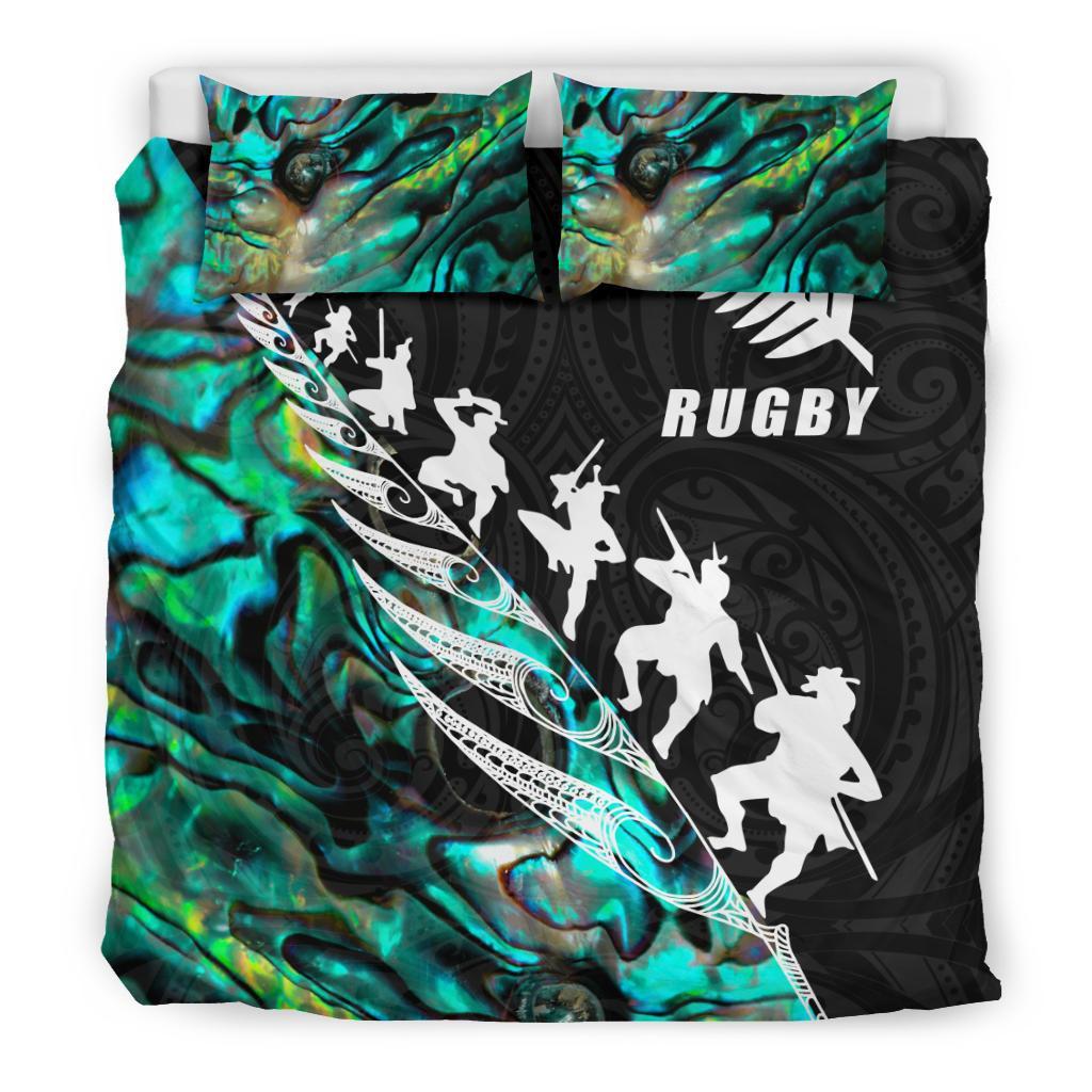 Aotearoa Rugby Haka Fern Paua Shell Bedding Set - Vibe Hoodie Shop