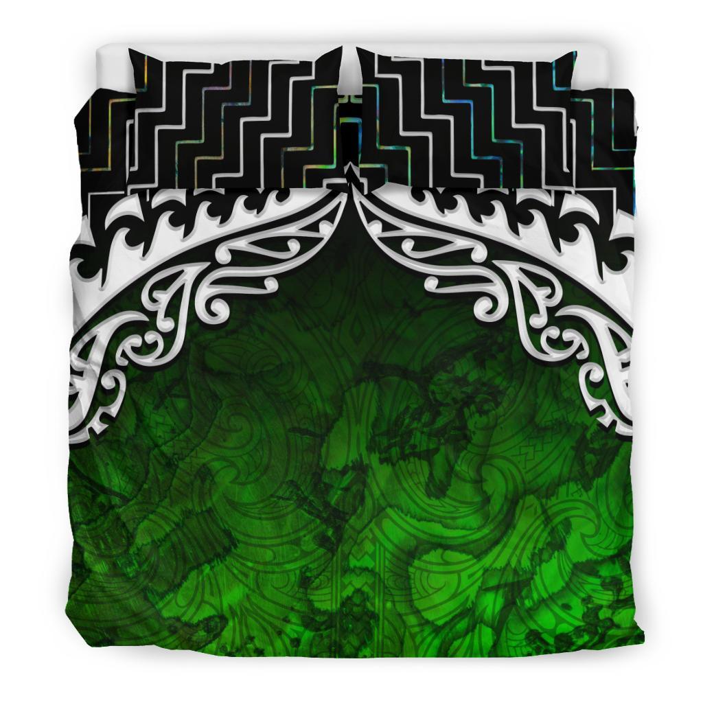 New Zealand Maori Silver Fern Poutama Bedding Set - Vibe Hoodie Shop