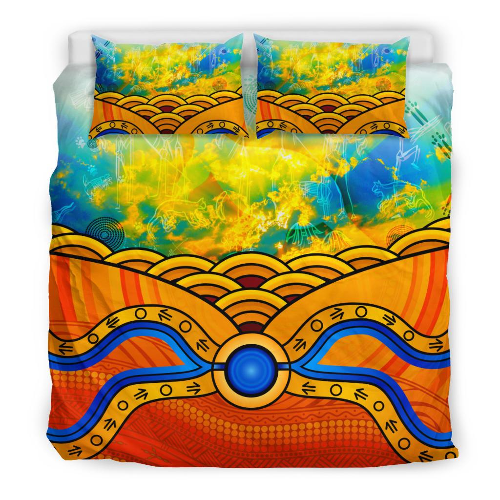 Aboriginal Bedding Set, Australia Kangaroo Sky - Vibe Hoodie Shop