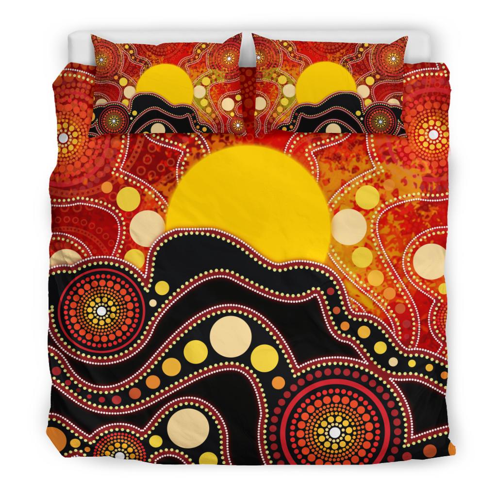 Aboriginal Bedding Set, Aboriginal Lives Matter Flag Dot Painting Art - Vibe Hoodie Shop