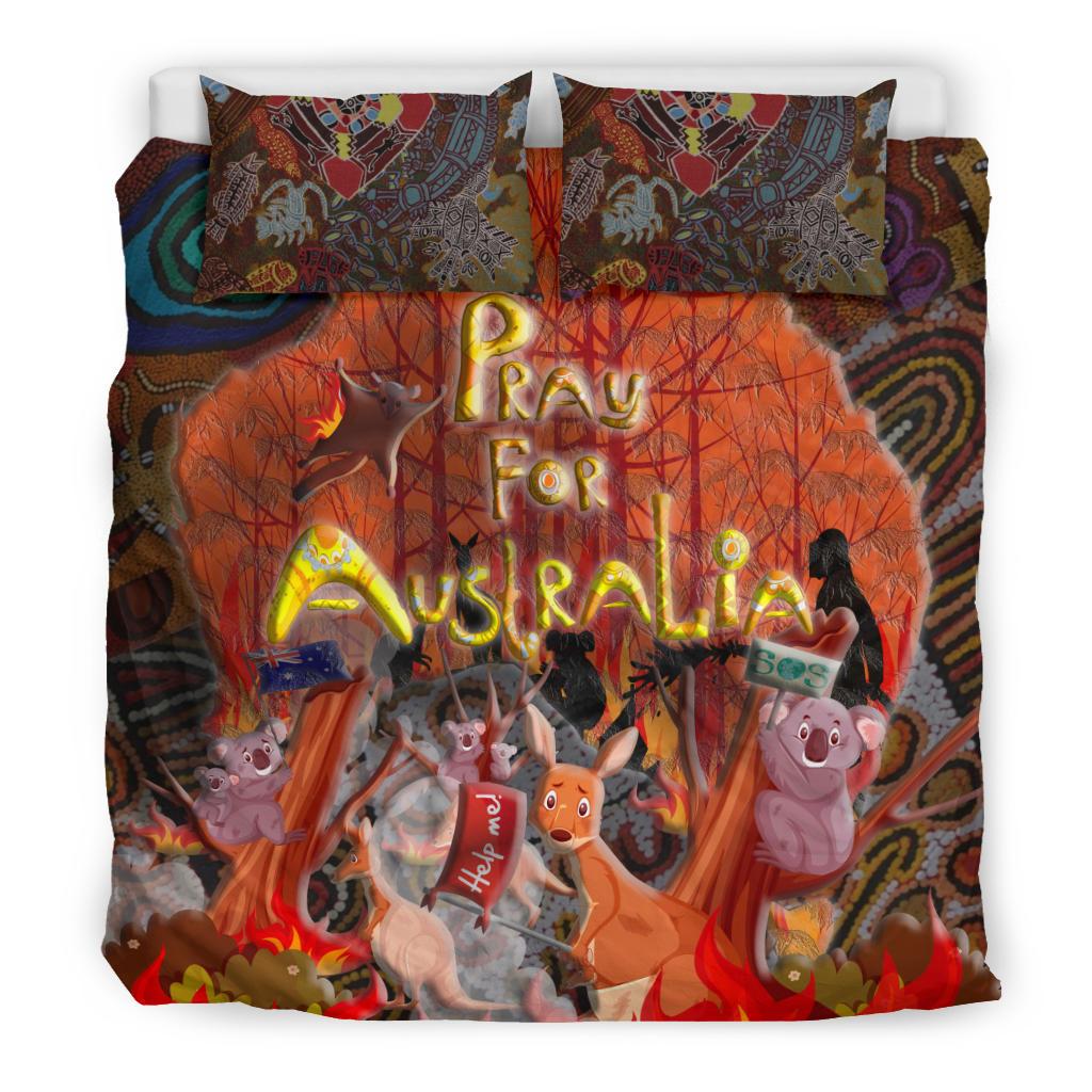 Pray For Australia Bedding Set - Aboriginal Pattern - Love Australia - Vibe Hoodie Shop