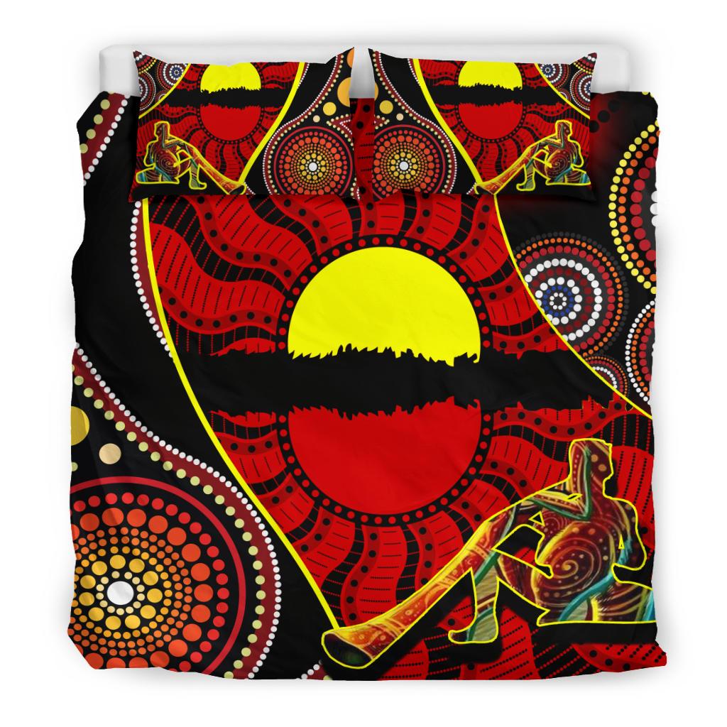 Bedding Set - Australia Aboriginal Dots With Didgeridoo - Vibe Hoodie Shop