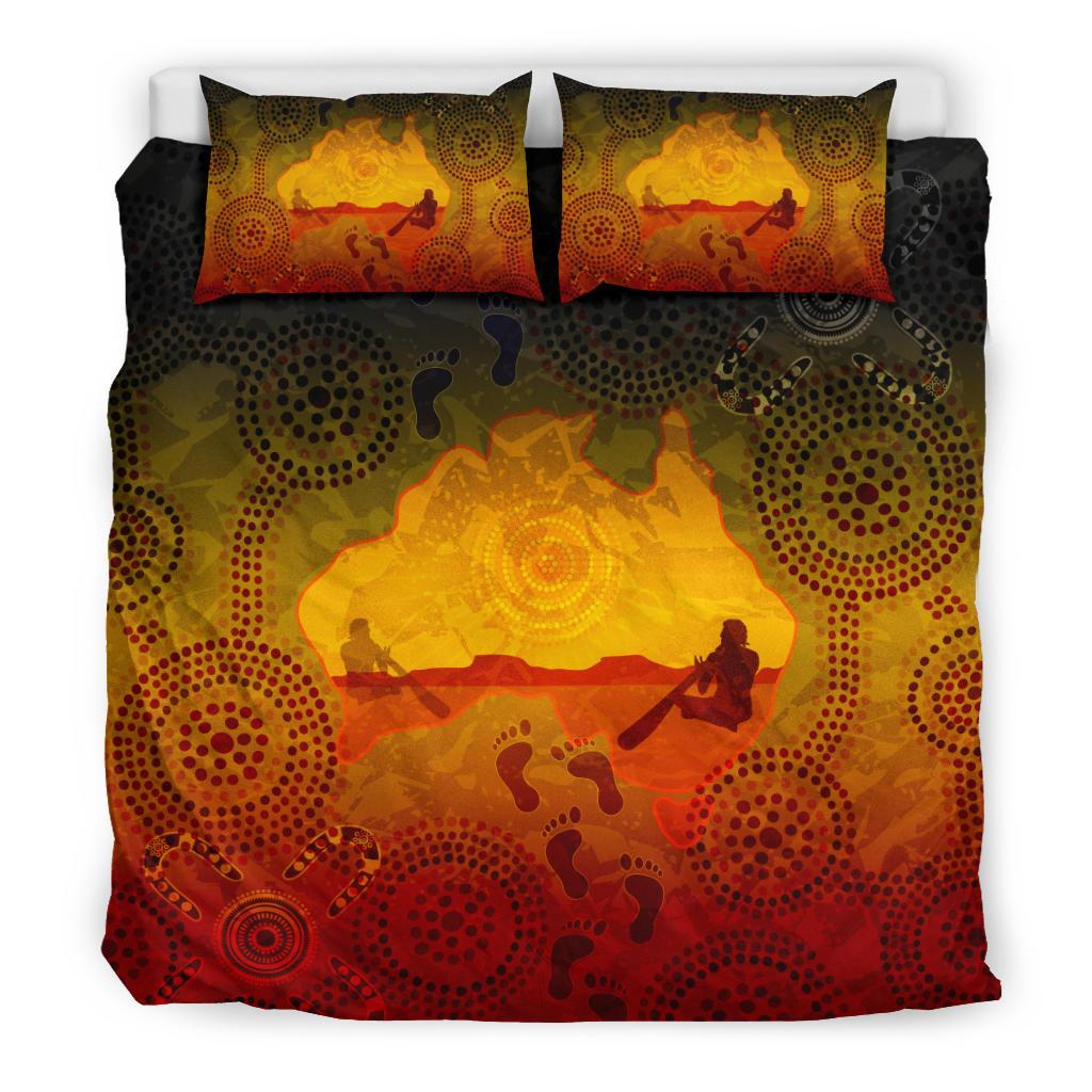 Aboriginal Bedding Set, Australian Map with Indigenous Color - Vibe Hoodie Shop