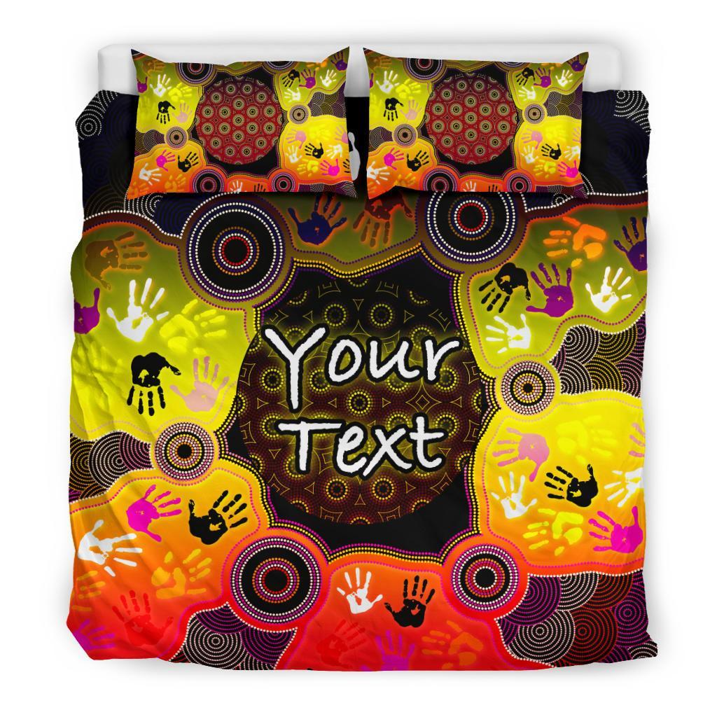 Custom Aboriginal Bedding Set, Indigenous Circle Dot Painting Hand Art - Vibe Hoodie Shop