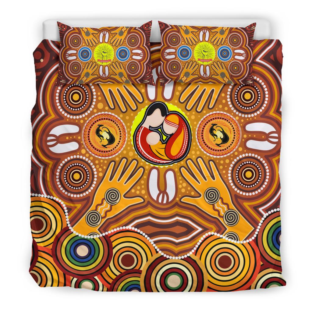 Bedding Sets - Aboriginal Family with Dot Painting - Vibe Hoodie Shop