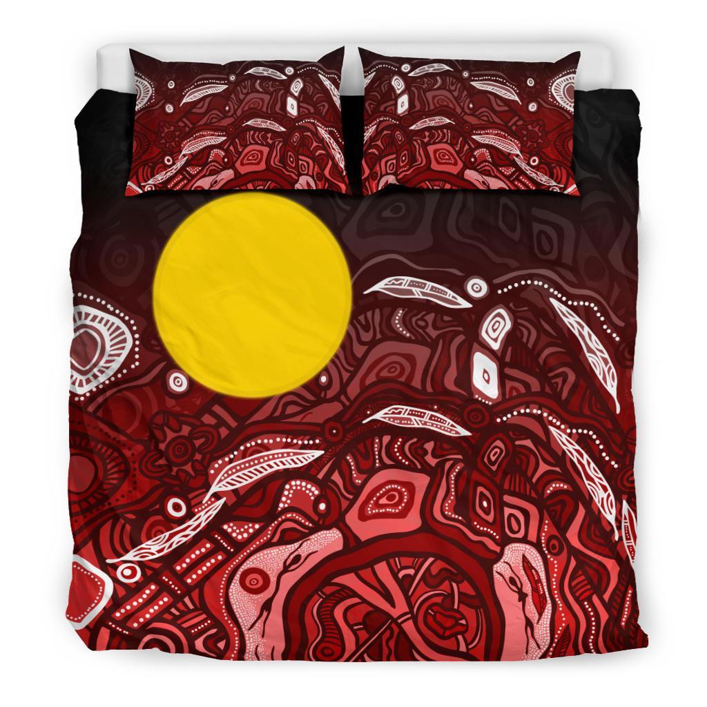 Aboriginal Bedding Set - Red Landscape - Vibe Hoodie Shop