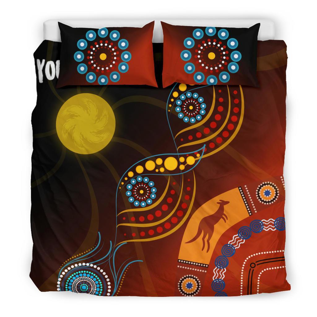 Aboriginal Personalised Customize Bedding Set with Flowers - Vibe Hoodie Shop