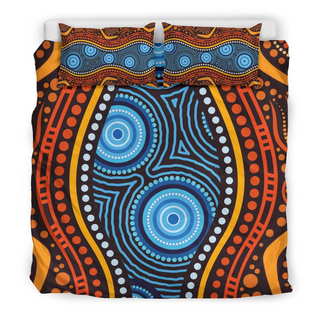 Aboriginal Bedding Set - Boomerang Circle Dot Painting Art Ver01 - Vibe Hoodie Shop