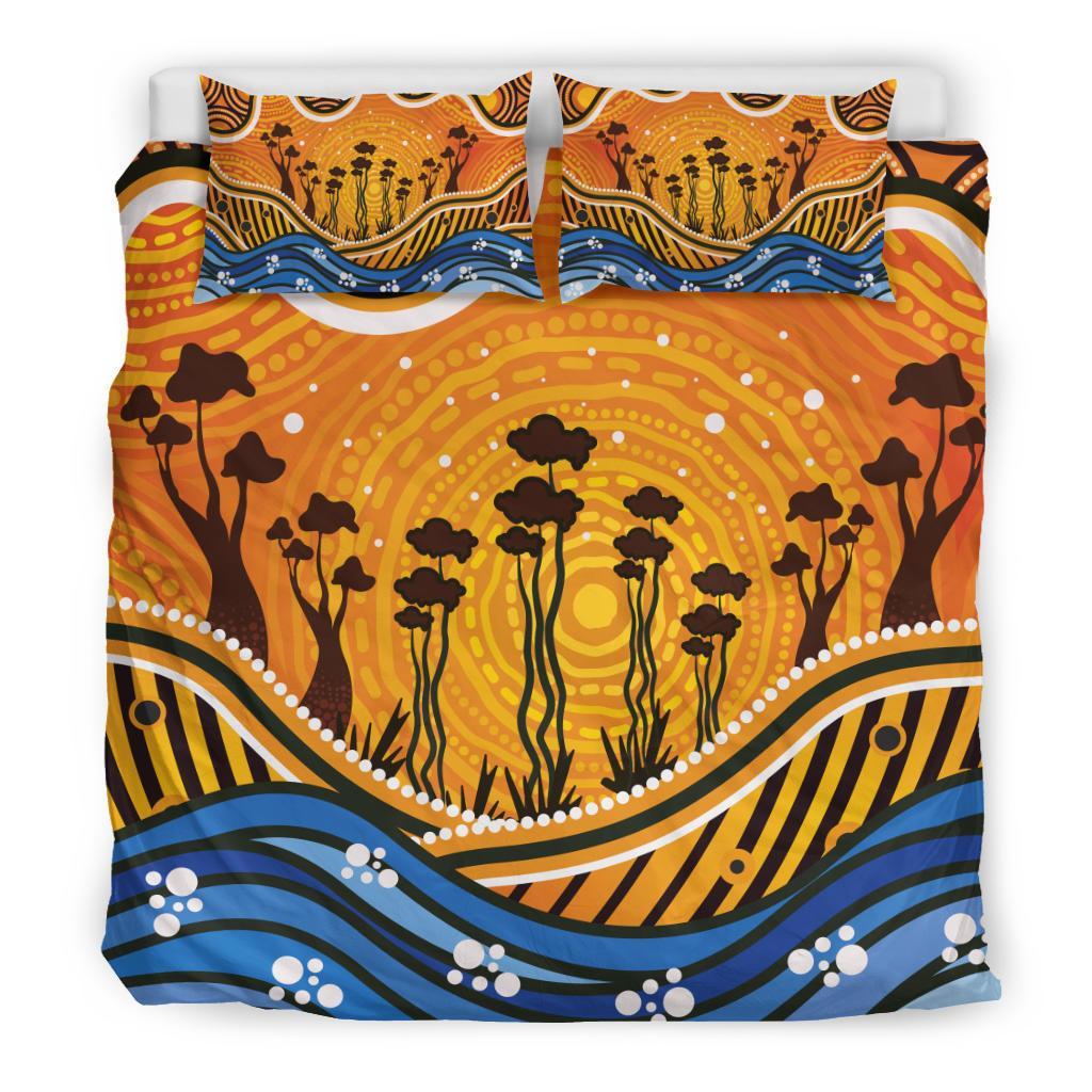 Aboriginal Bedding Set - Boab Tree Dot Painting Art Vero2 - Vibe Hoodie Shop