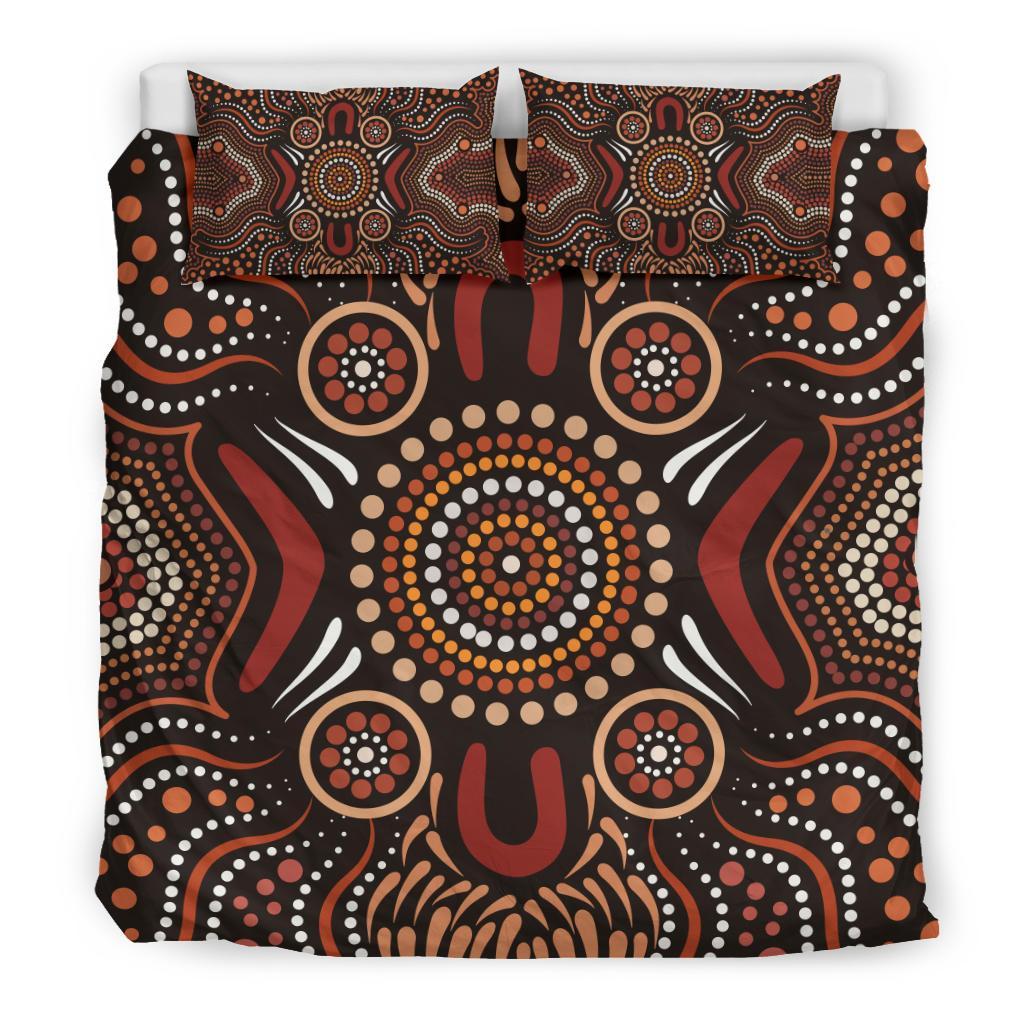 Aboriginal Bedding Set - Boomerang Circle Dot Painting Art Ver02 - Vibe Hoodie Shop