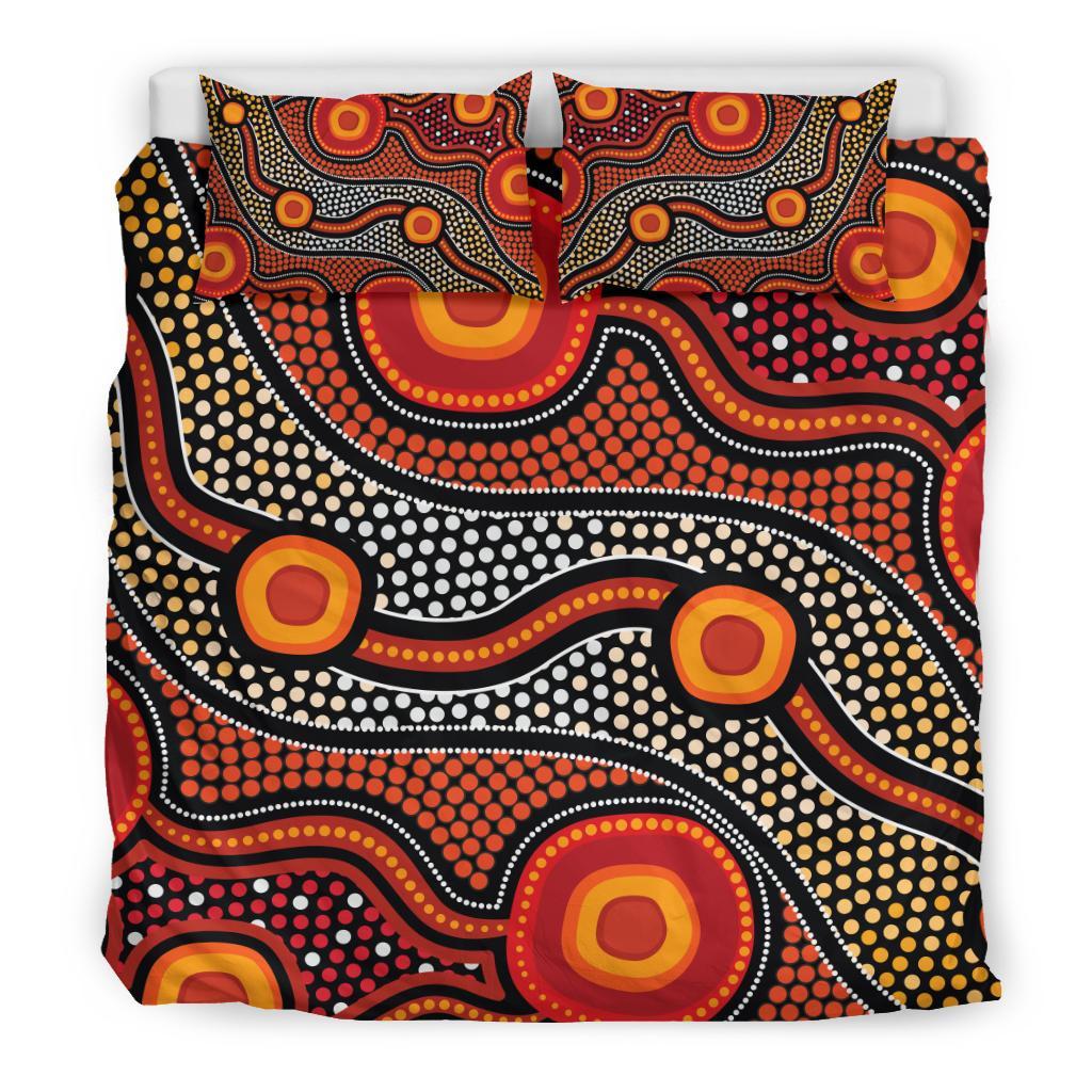 Aboriginal Bedding Set - Landscape Circle Dot Painting Art - Vibe Hoodie Shop