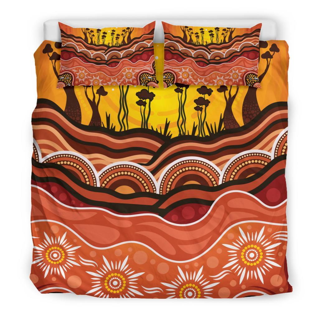 Aboriginal Bedding Set - Boab Tree Dot Painting Ver01 - Vibe Hoodie Shop