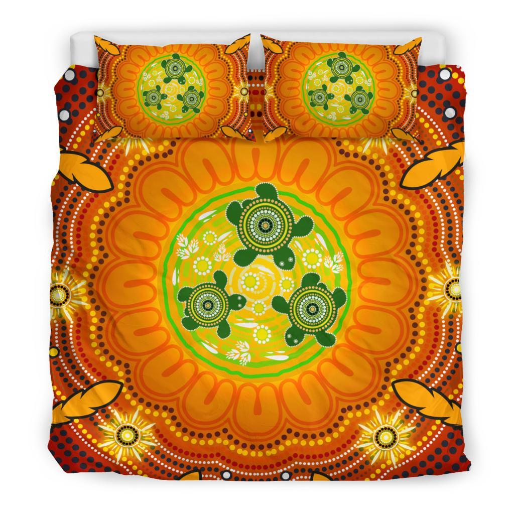 Aboriginal Bedding Set, Turtle Circle Dot Painting Art - - Vibe Hoodie Shop