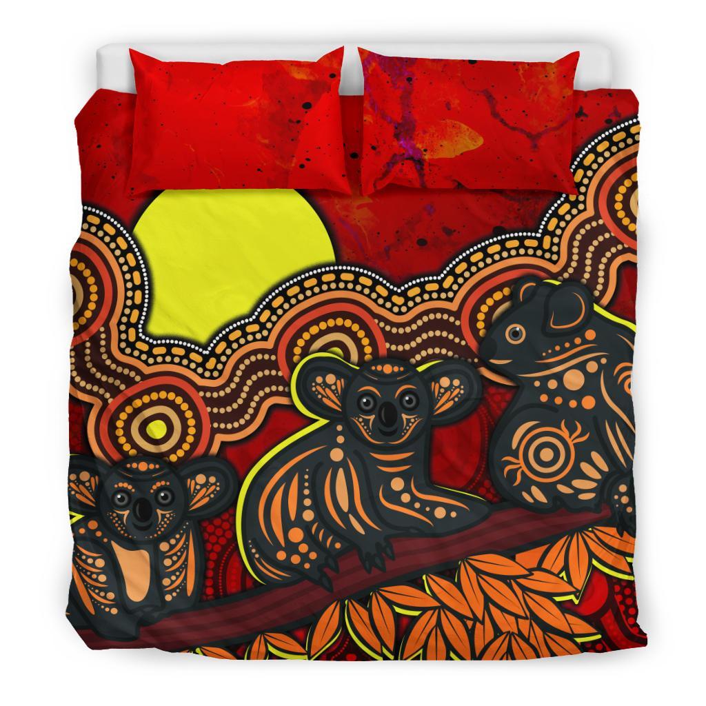 Aboriginal Bedding Set - Australian Indigenous Koala - Vibe Hoodie Shop