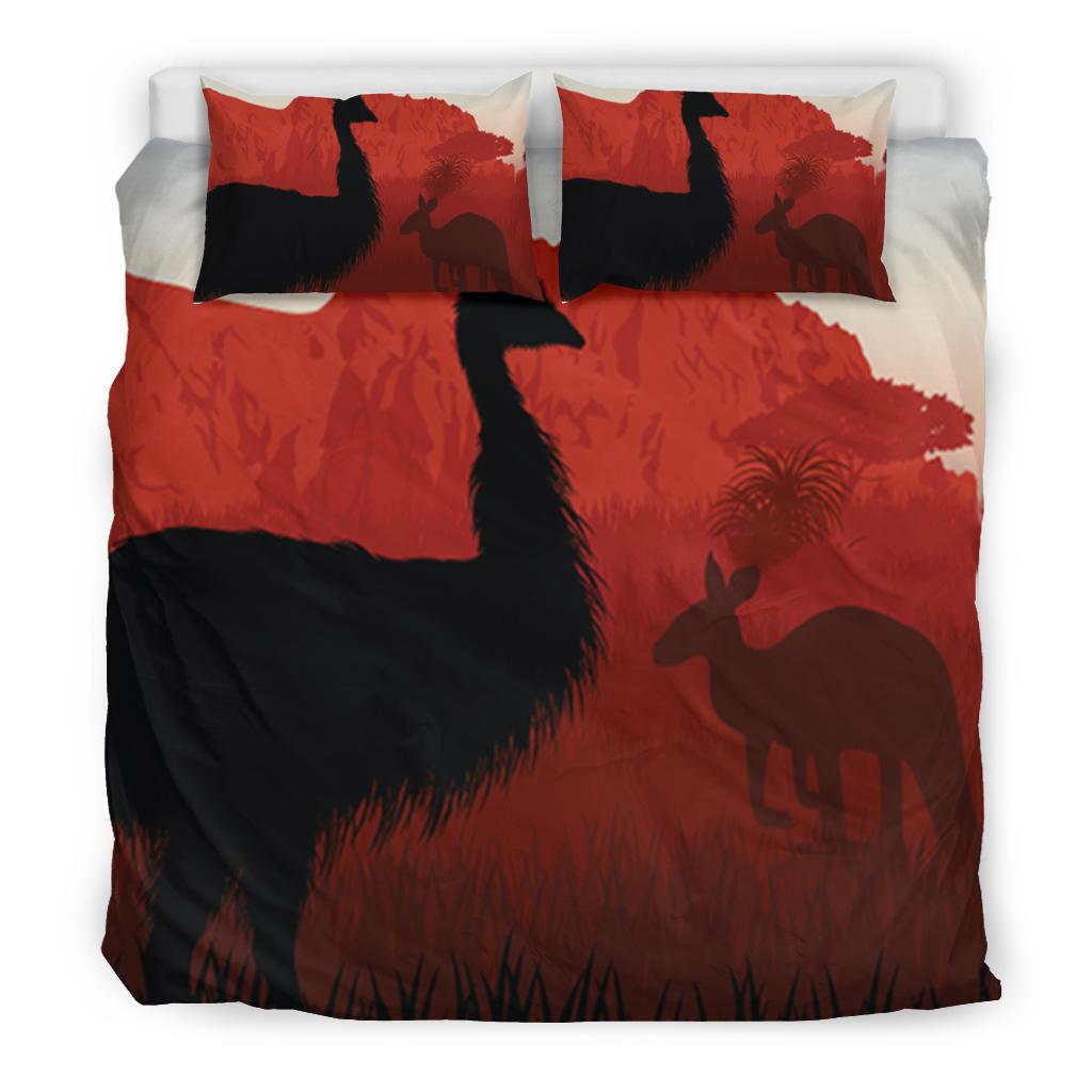 Bedding Set - Australian Nature with Emu and Kangaroo - Vibe Hoodie Shop