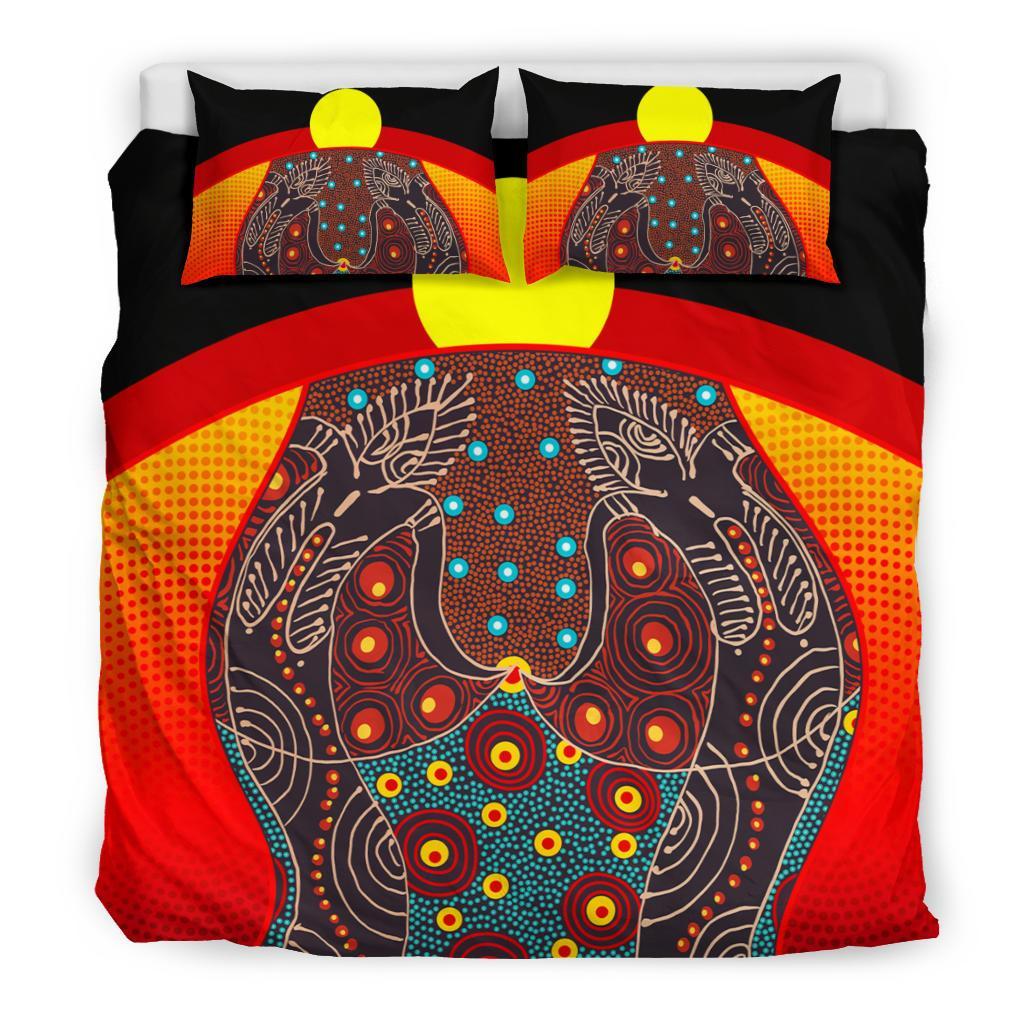 Bedding Set - Aboriginal Sublimation Dot Pattern Style (Red) - Vibe Hoodie Shop