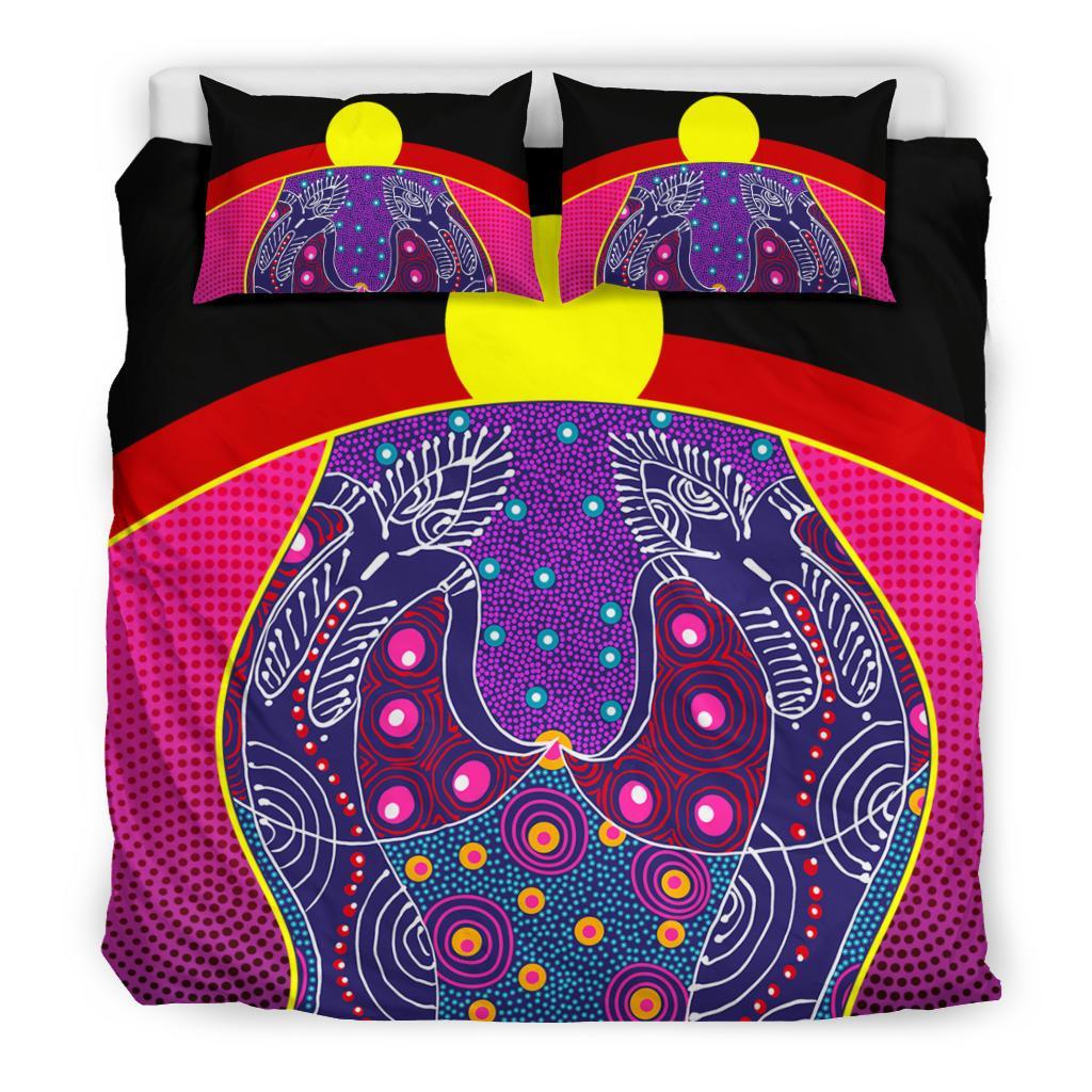 Bedding Set - Aboriginal Sublimation Dot Pattern Style (Violet) - Vibe Hoodie Shop