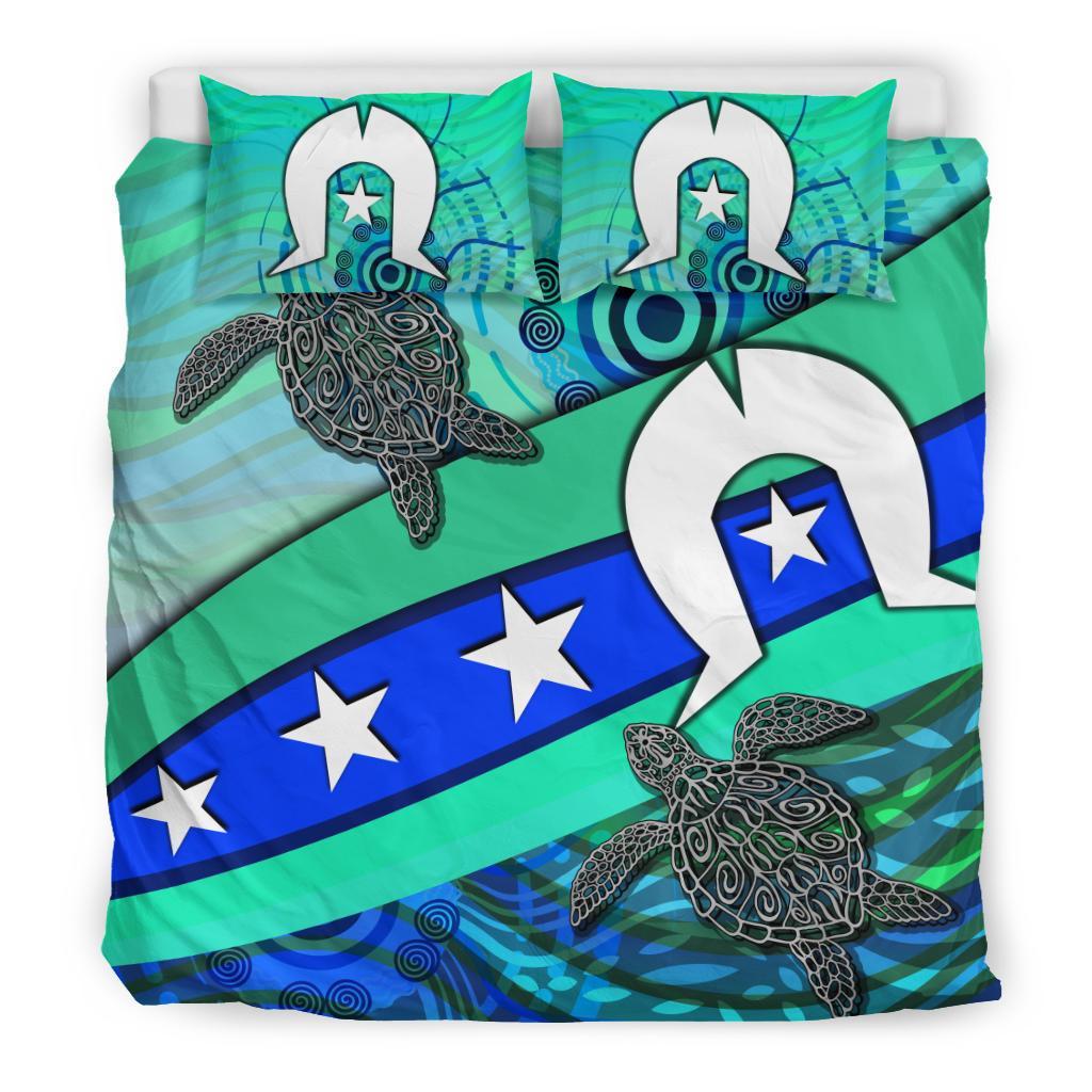 Bedding Set - Torres Strait Flag And Turtle - Vibe Hoodie Shop