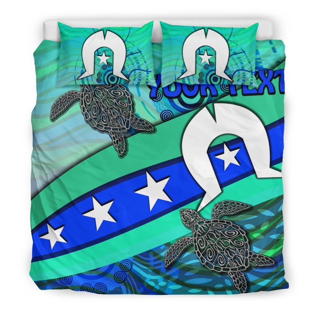 Personalised Bedding Set - Torres Strait Flag And Turtle - Vibe Hoodie Shop