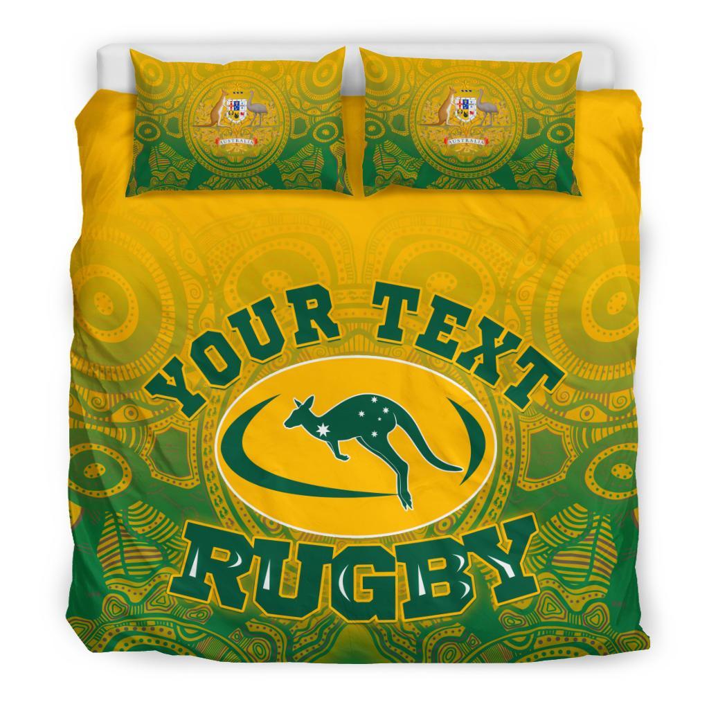 Custom Aboriginal Bedding Set, Australia Rugby and Coat Of Arms - Vibe Hoodie Shop