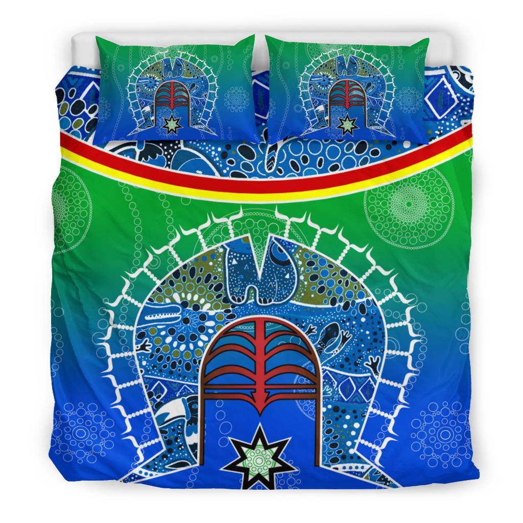 Bedding Set - Torres Strait Symbol With Aboriginal Patterns - Vibe Hoodie Shop