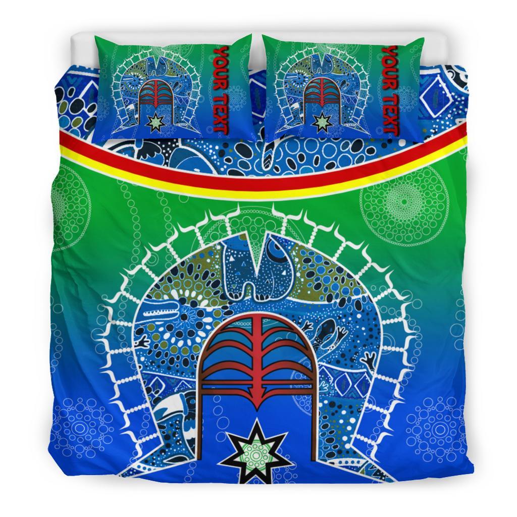 Personalised Bedding Set - Torres Strait Symbol With Aboriginal Patterns - Vibe Hoodie Shop