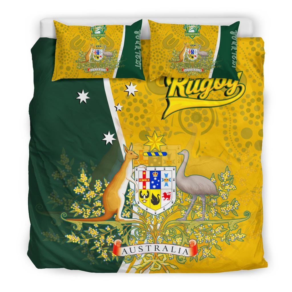 Personalised Bedding Set - Australia Coat Of Arm In Rugby Style - Vibe Hoodie Shop