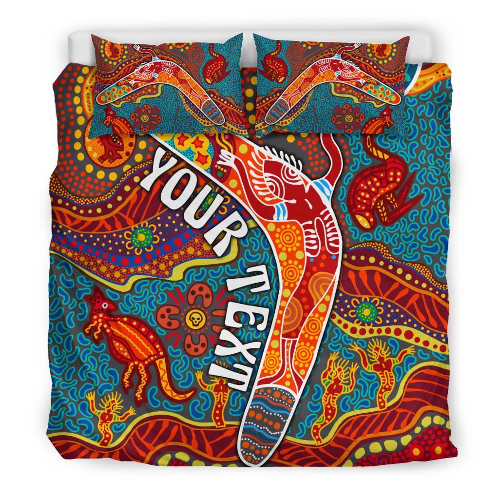 Aboriginal Personalised Bedding Set - Indigenous Boomerang - Vibe Hoodie Shop