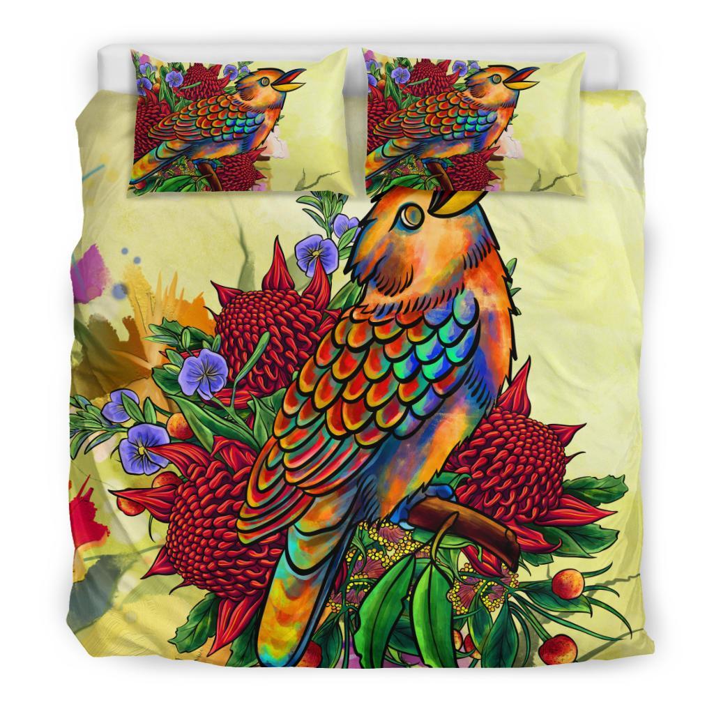 Bedding Set - Australia Kookaburra With Waratah - Vibe Hoodie Shop