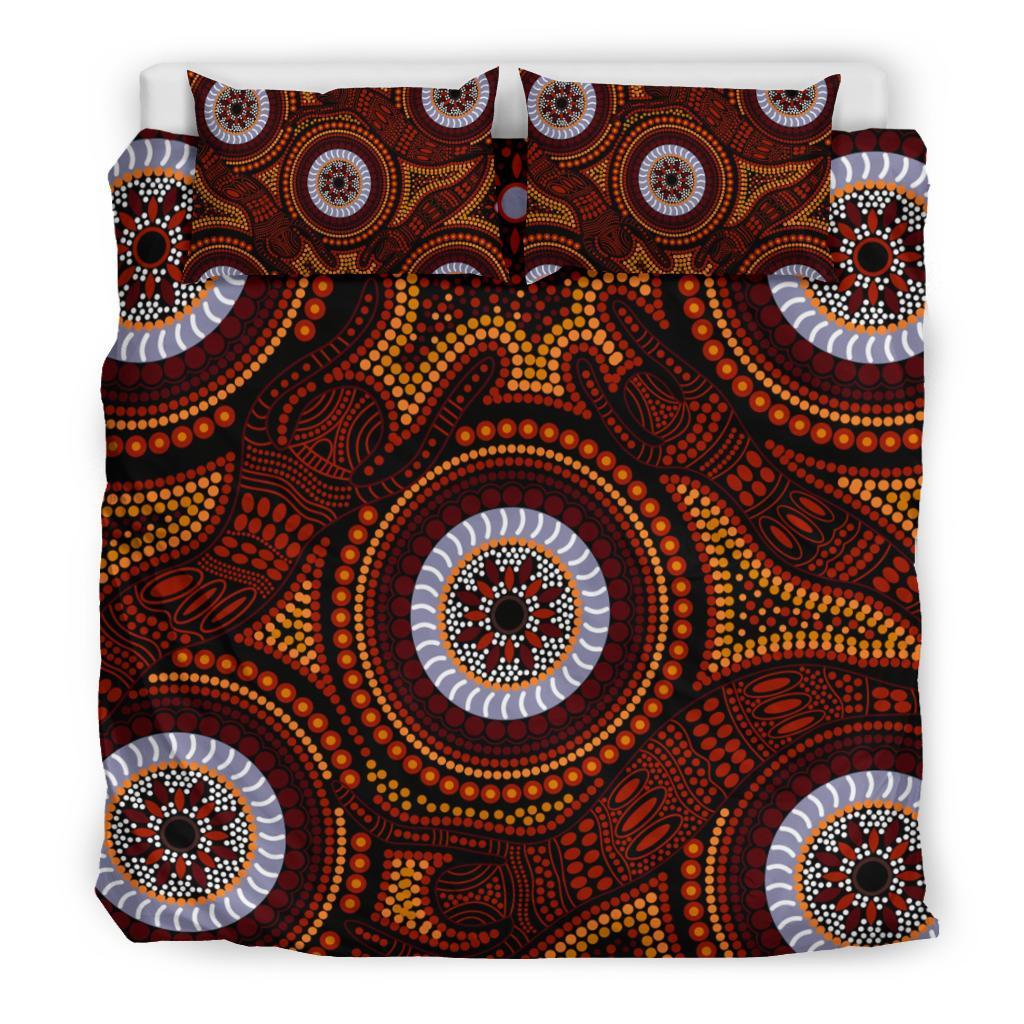 Aboriginal Bedding Set - Aboriginal Human Dot Painting Art - Vibe Hoodie Shop