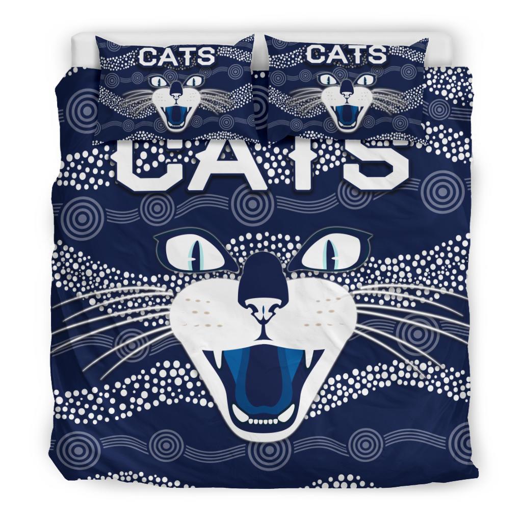 Geelong Bedding Set Cats Indigenous - Navy - Vibe Hoodie Shop