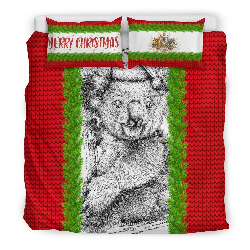 Australia Christmas Bedding Set - Merry Christmas Koala - Vibe Hoodie Shop