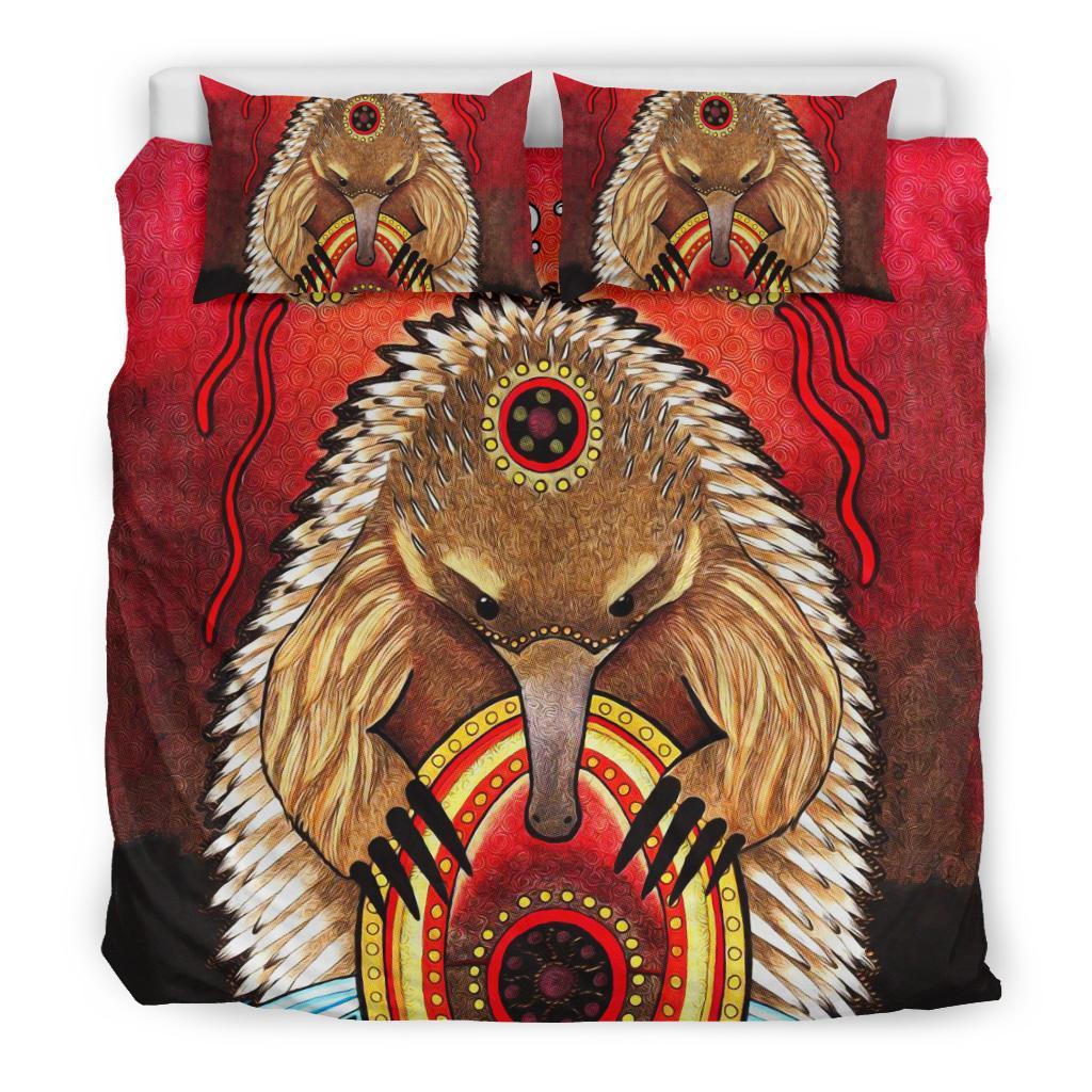 Custom Aboriginal Bedding Set - Australian Echidna - Vibe Hoodie Shop