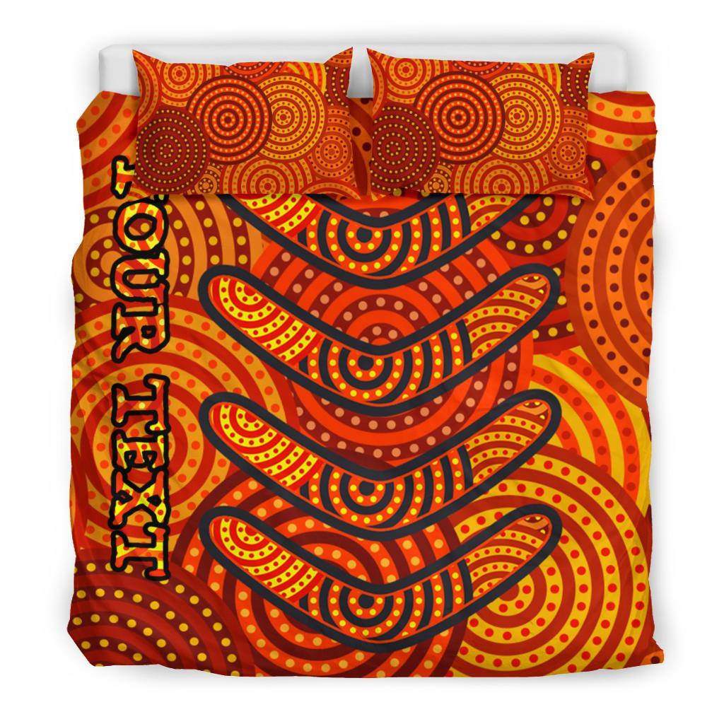 Aboriginal Personalised Bedding Set - Aboriginal Boomerangs And Dot Circle - Vibe Hoodie Shop