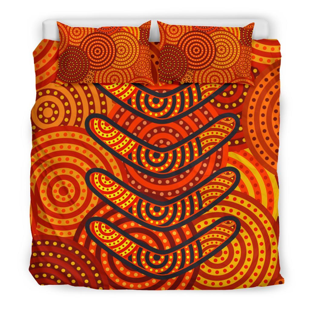 Aboriginal Bedding Set - Aboriginal Boomerangs And Dot Circle - Vibe Hoodie Shop