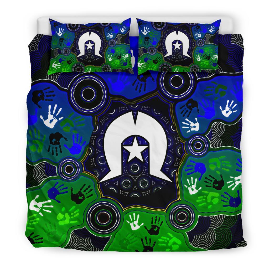 Aboriginal Bedding set - Torres Strait Symbol With Indigenous Patterns - Vibe Hoodie Shop