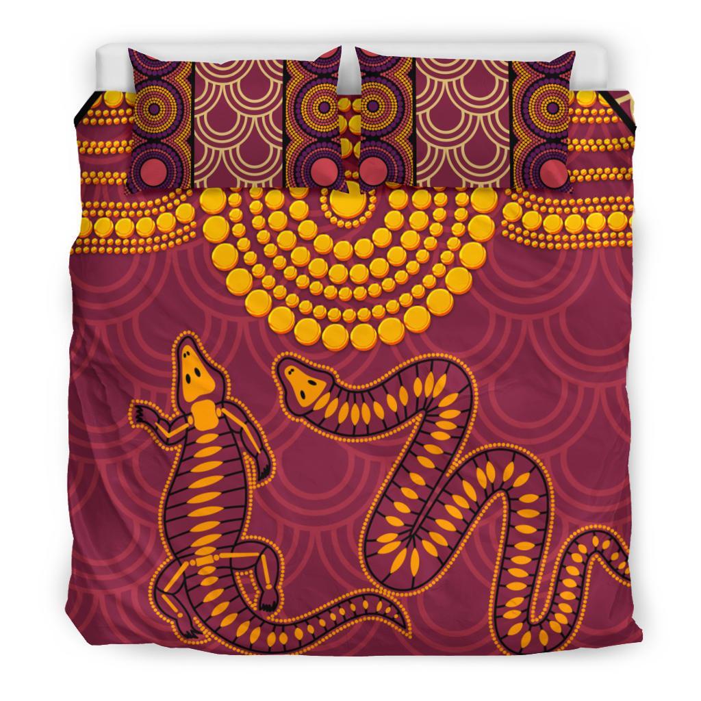 Aboriginal Bedding Set - Aboriginal Snake And Alligator - Vibe Hoodie Shop