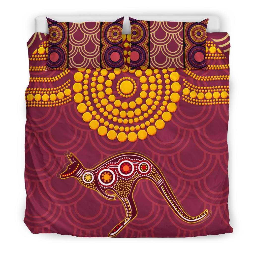 Aboriginal Bedding Set - Aboriginal Kangaroo - Vibe Hoodie Shop