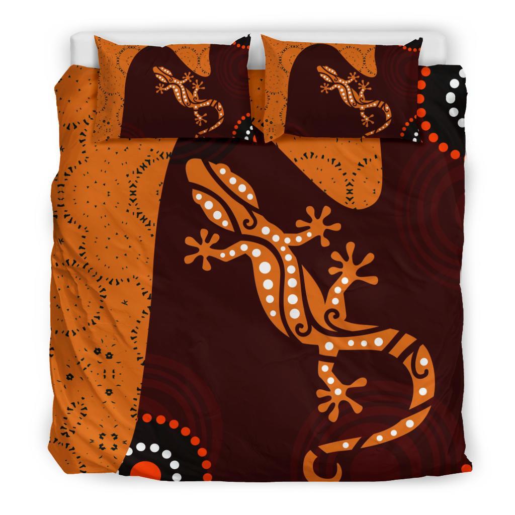 Aboriginal Bedding Set - Lizard in Aboriginal Dreaming - Vibe Hoodie Shop