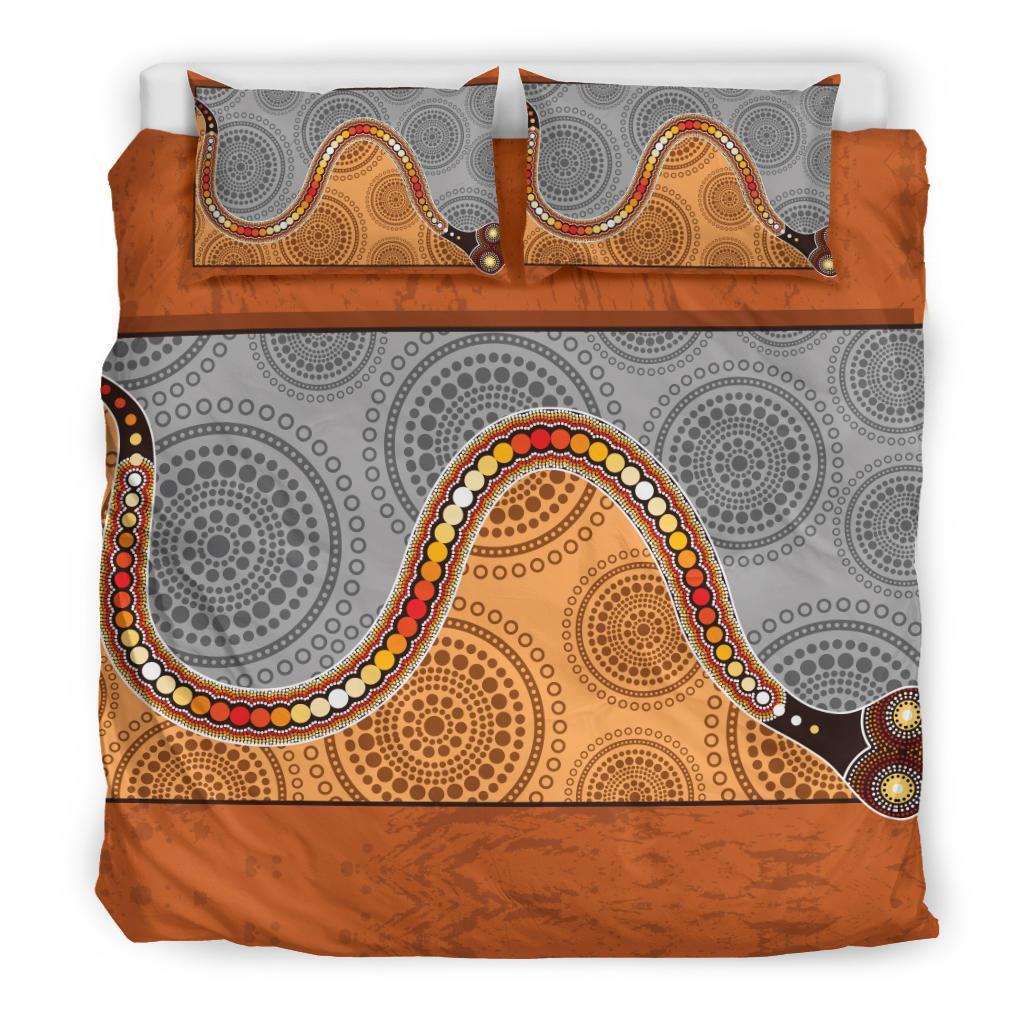 Aboriginal Bedding Set, Indigenous Snake - Vibe Hoodie Shop