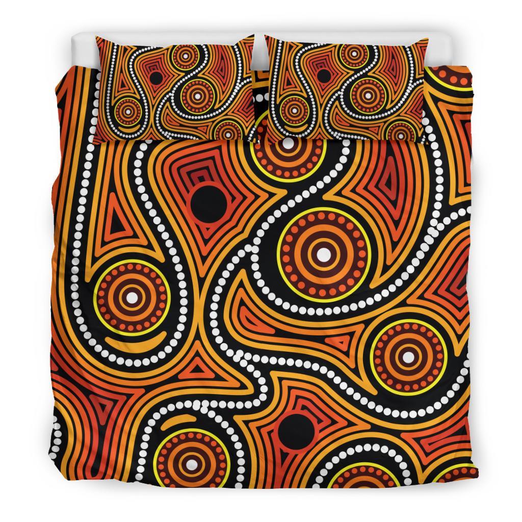 Aboriginal Bedding Set, Indigenous Circle Dot Painting Ver01 - Vibe Hoodie Shop