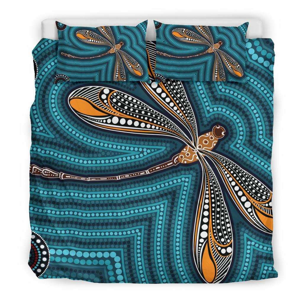 Aboriginal Bedding Set, Indigenous Dragonfly - Vibe Hoodie Shop