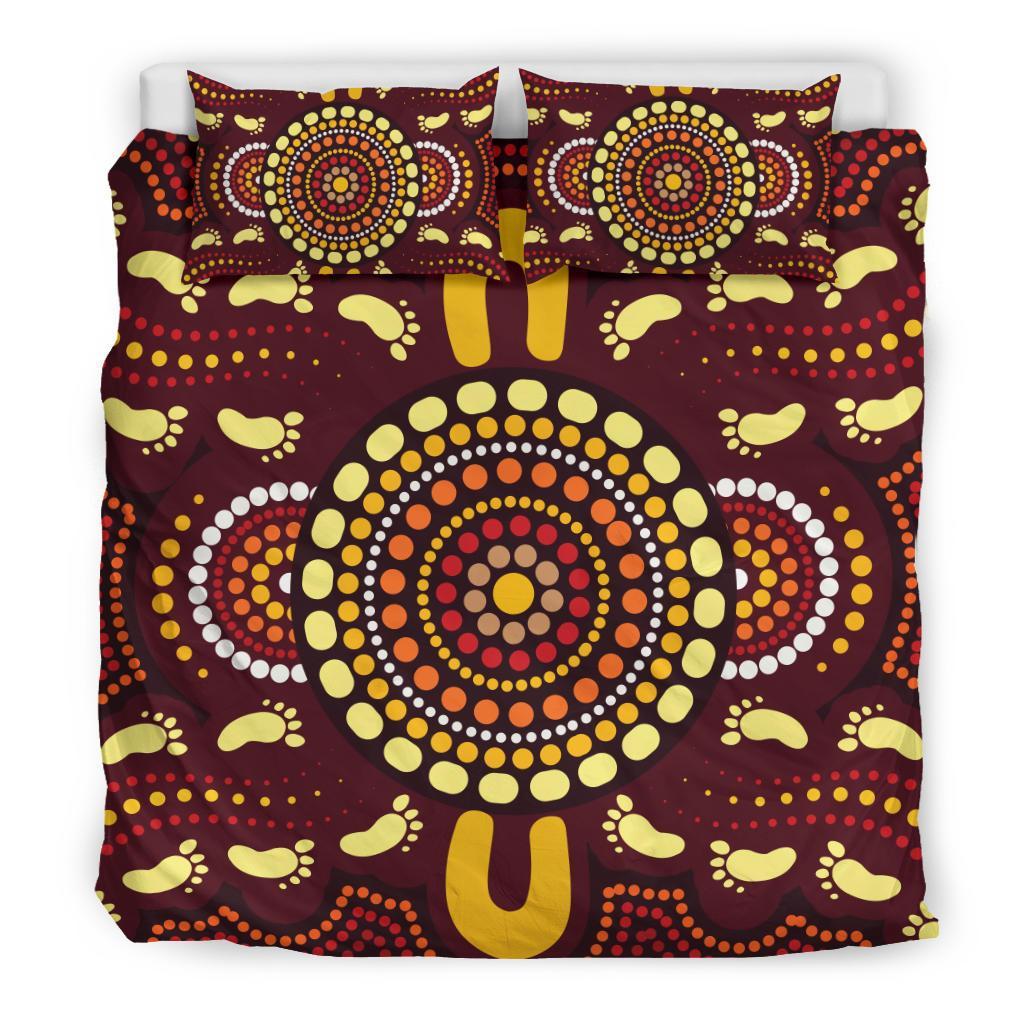 Aboriginal Bedding Set, Indigenous Circle Footprint - Vibe Hoodie Shop