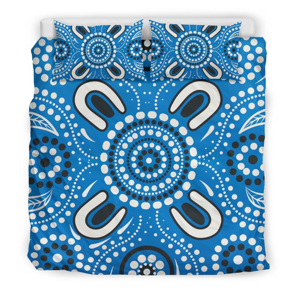 Aboriginal Bedding Set, Indigenous Circle Dot Painting Blue Color - Vibe Hoodie Shop