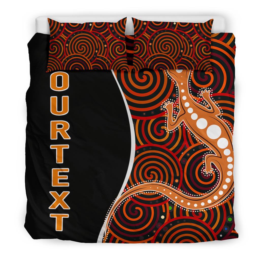 Aboriginal Personalised Bedding Set - Indigenous Lizard Dreaming - Vibe Hoodie Shop