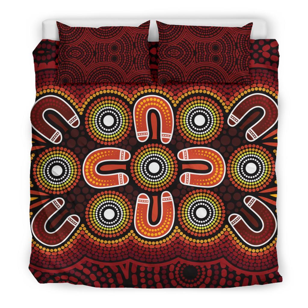 ABoriginal Bedding Set - Aboriginal Dot Painting Flowers Style - Vibe Hoodie Shop